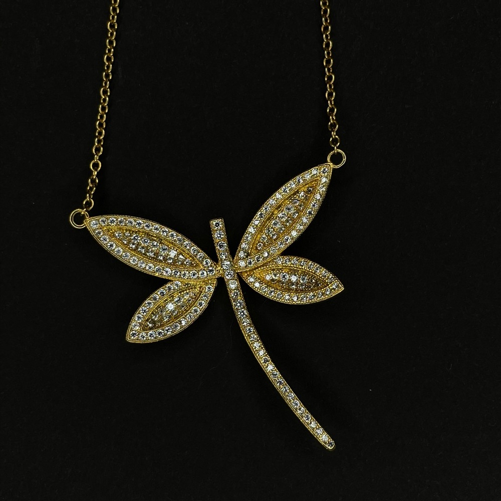 Dragonfly gold steel necklace